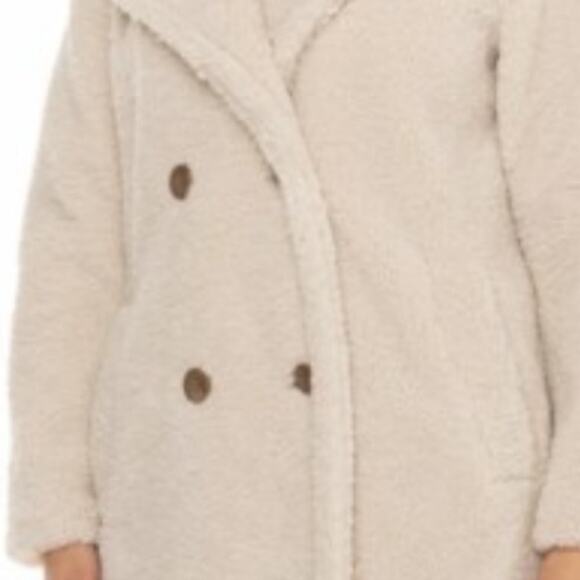 Bearpaw NWT Neutral Ivory Cream Teddy Sherpa Faux Fur Trench Coat Jacket Sz 3X - Picture 3 of 14